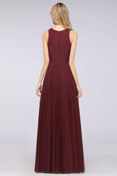 Glamorous Chiffon V-Neck Ruffle Burgundy Bridesmaid Dresses Affordable-27dress